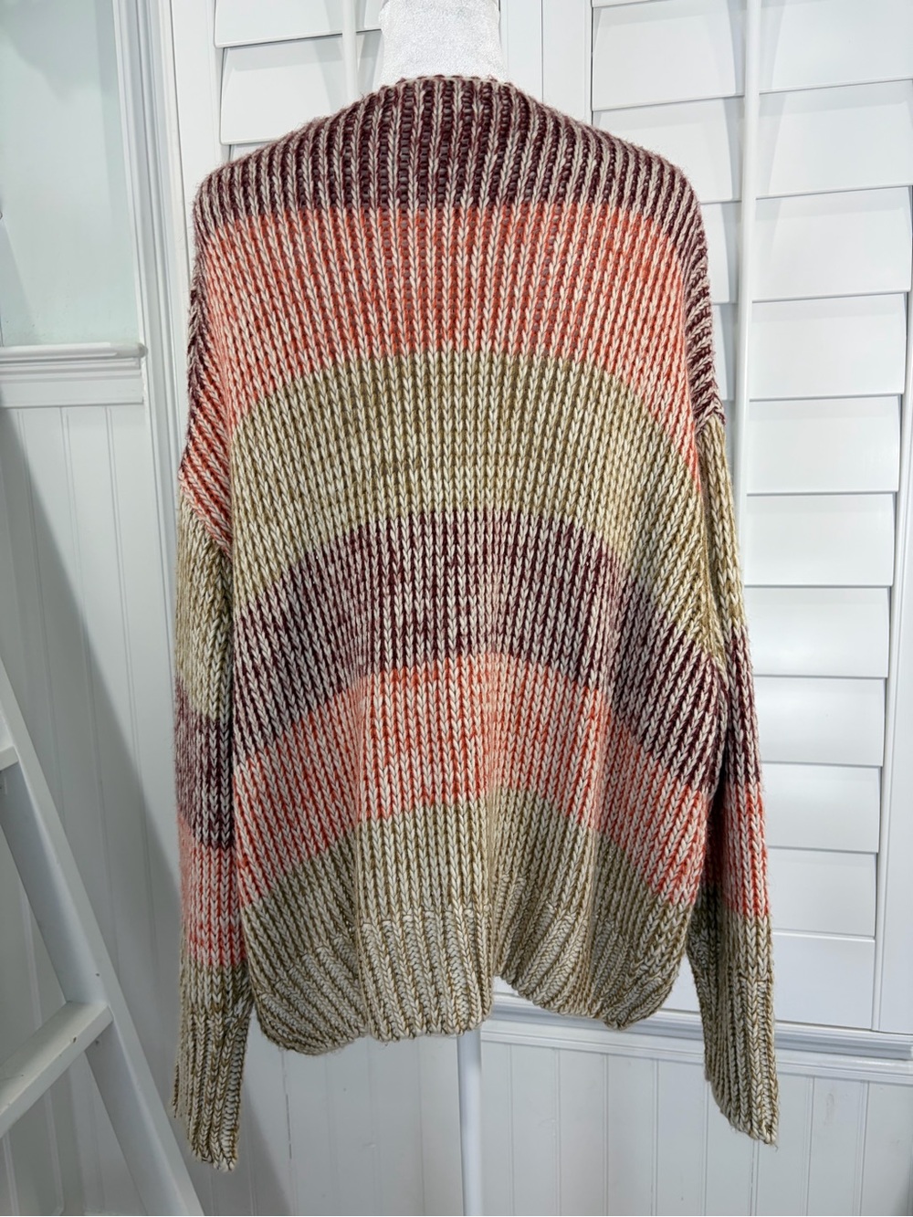 ELAN Open-Front Chunky Knit Bohemian Cardigan Sweater (M) - Picture 2 of 6